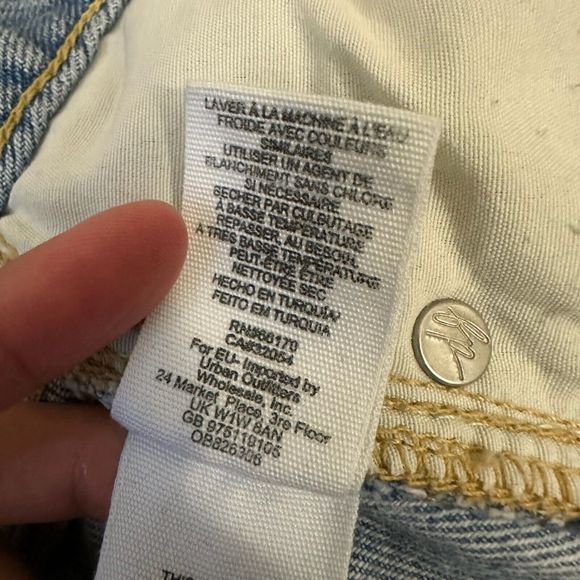 FREE PEOPLE WE THE FREE Distressed Denim Mini Skirt Button Fly Ripped - Picture 11 of 12